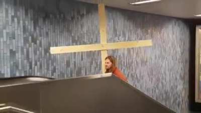 Jesus Taking the escalator