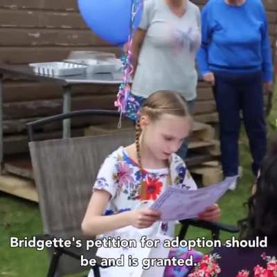 On her birthday this little girl is surprised with gift of adoption