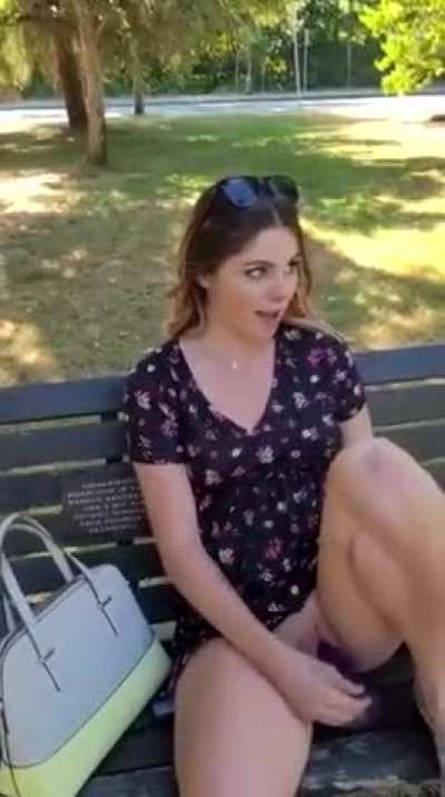 Nearly caught using a dildo in a park.
