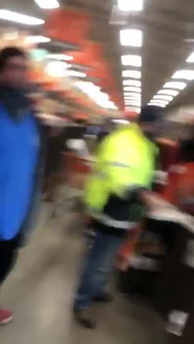 This Karen assault when asked to put on his mask at Home Depot. Spraying people in the face with hand sanitizer. Works at....welp you can see for yourself. Feel free to call!