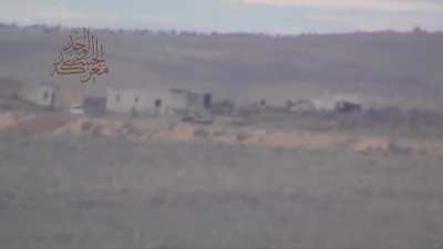 Opposition ATGM team tags a distant SAA T-72 with an 9M113 Konkurs - 2013
