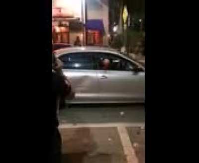Drunk girl tries to hijack an Uber &amp; destroys his car!