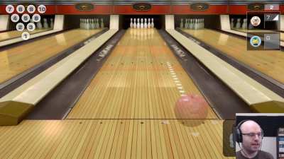 Streamer plays bowling game too close to his desk