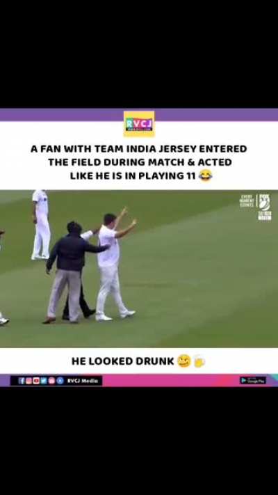 Drunk English guy walking around confidentially during eng vs India match