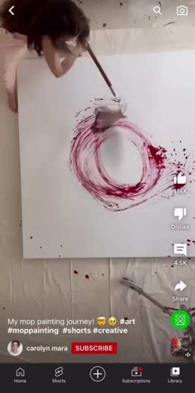 Lady uses mop to paint modern &ldquo;Abstract art&rdquo; sounds like money laundering to me.