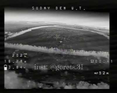 Thermal fpv used in a fighter role takes down octocopter bomber, ukraine, may 2024