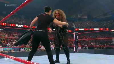 Tonight on RAW, Part 2: Nia Jax tries to defeat Rhea Ripley with Shayna's help. Keyword: tries.