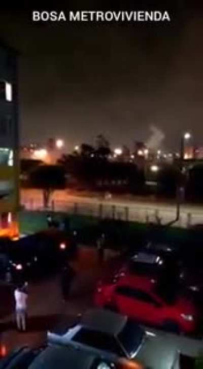 ESMAD fire stun grenades against people in Bosa, southern Bogota.