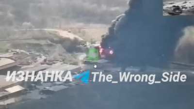 RU POV: Geran-2 drone strike on Ukrainian Vsesvit-Oil LLC oil depot in the Dnipro region.