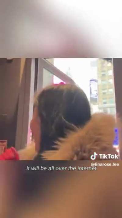 Mr. New York City harasses a women in a Times Square Starbucks
