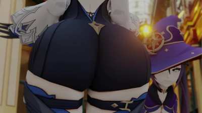 Mona Lisa Eula and Ganyu ( kishi3d )[genshin impact]