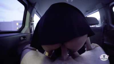 Riding him in the back of the van
