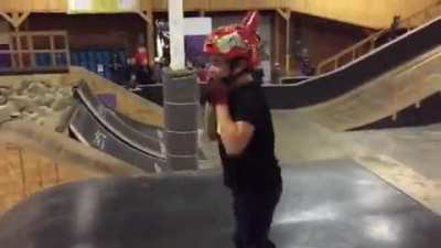 Should've kept his helmet on.