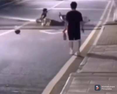 Practicing basket ball on your way home