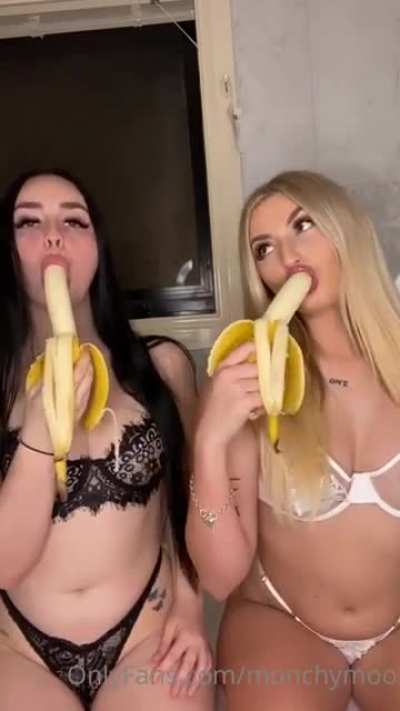 These to sucking on two bananas this only work if they were both sucking on 1 dildo or 1 guys cock like mriconic.officialx.og if they did that with him I want to see a huge load on there face &amp;amp; licking it all off each other like true onlyfans pornstar