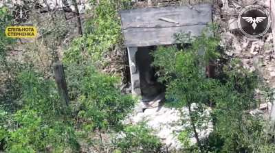 2 Russian soldiers hiding in the remains of a toilet were found and eliminated using an FPV drone. Video by the Strike Drone Company (47 OMBr).