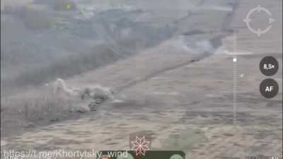 Vehicles of a Russian mechanized column is destroyed and repulsed after running into mines and Ukrainian artillery fire (Terny, Lyman front)