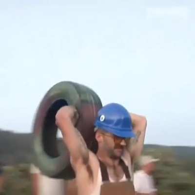 Taking a tyre in the jewels.