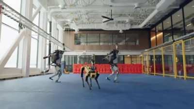 Boston Dynamics machines flawlessly and soulfully dancing in rhythm.