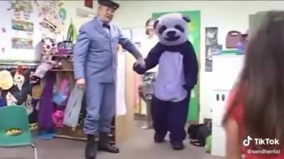 Kids watch the Purple Panda show