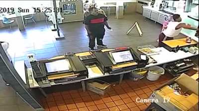 SLPT throw food at fast food workers to get free kitchen appliances