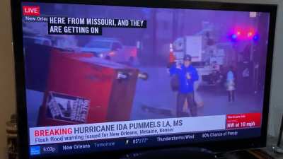 NO ONE: Cat 4 hurricane? Debris everywhere? Overturned dumpster? Meteorologist working hard?&hellip; perfect conditions to make an ass of myself! THIS DUDE: