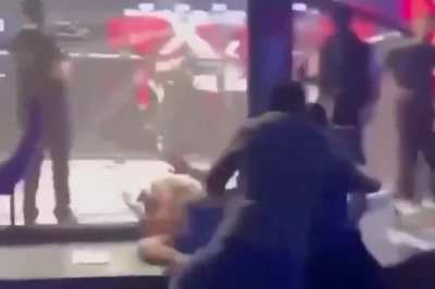 Iranian MMA fighter Ali Heybati kicks the ring girl because he was "dissatisfied with her outfit" and after losing the fight his friends attack Armenian fighter Arkadiy Osipyan
