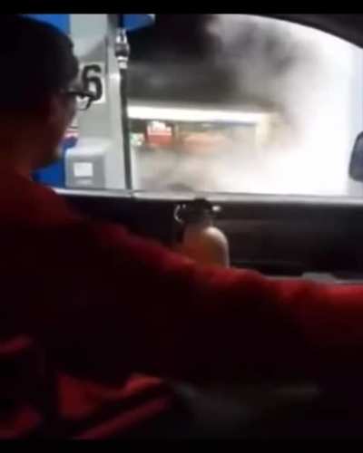 Using a fire extinguisher to help someone cool off