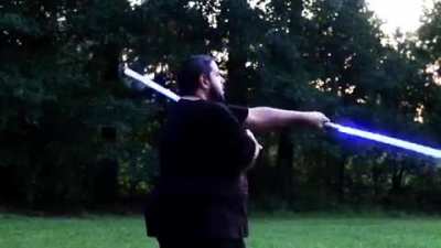 Proud of this trick I pulled off with two sabers