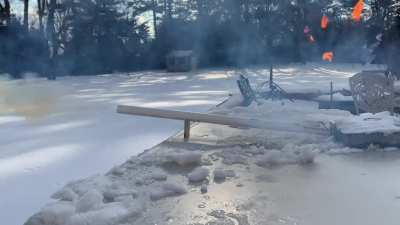 Launching a potato from a pvc pipe cannon that I made thats powered by some nitrocellulose. If you&rsquo;re interesting in seeing my full video on making and testing it, the link will be in the comments.