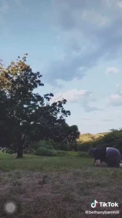 thank god this wasn&rsquo;t filmed on a hill or she would&rsquo;ve never stopped rolling lol