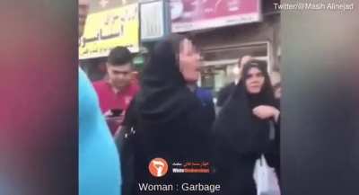 Iranian woman defends herself against imbecilic mullah threatening her if she doesn&rsquo;t fix her hijab