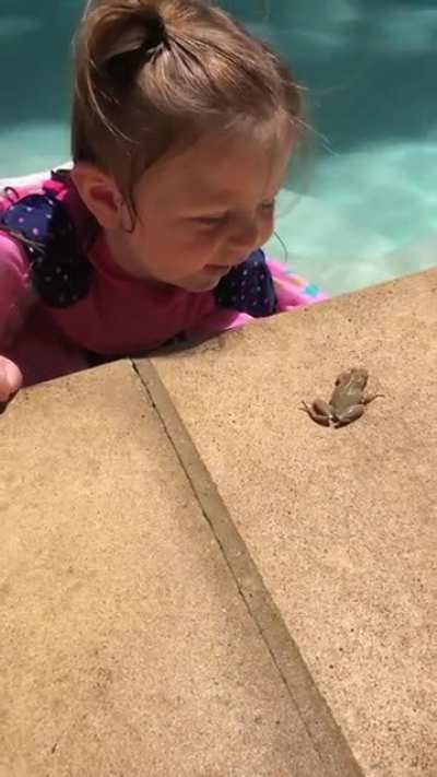 My 2-year old finds her first frog