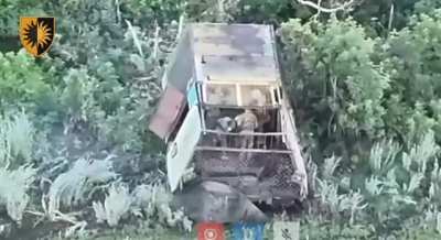 Ukranian drone disables a Russian turtle tank. The tank is later captured along with its crew. Kramatorsk direction. [17.06.2024]
