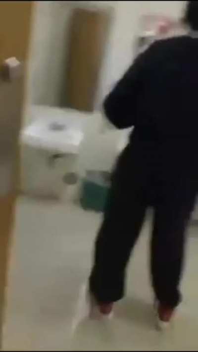 Somebody familiar in the publics toilet