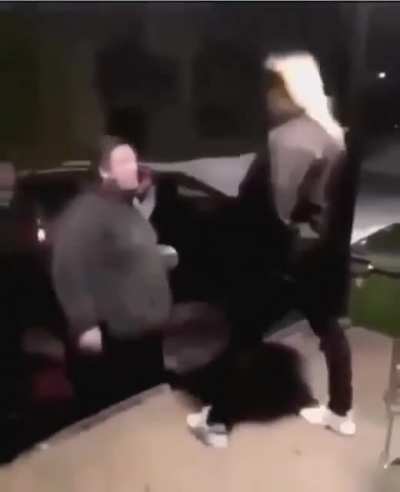 Casually kicks and spits on someone
