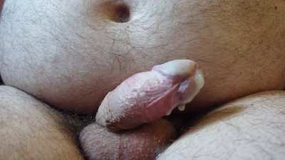 man's cock topples over as his mistress didn't allow him to ever touch it when cumming