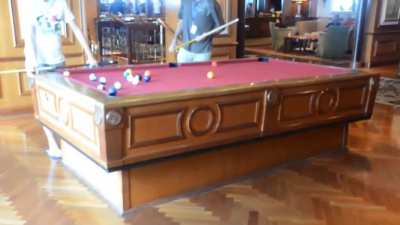 Gyroscopic Self Leveling pool table used on a ship