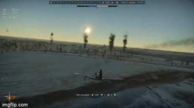 Rocket goes though the gap of a P-38