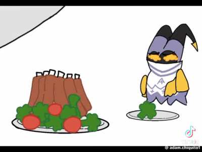 Give the lil guy his ribs! 😡
