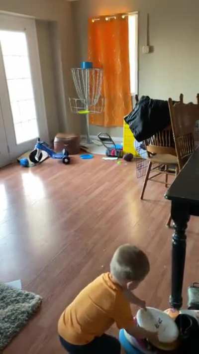 Little dude turns 2 next month and he&rsquo;s already better at Disc Golf than me.