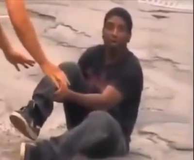 Showing stunts on bicycle