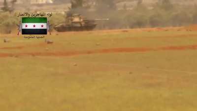 FSA ATGM team engages an SAA tank, causing an ammunition burn off - 2015 - al-Malihah