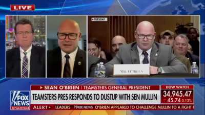 Teamsters President Sean O&rsquo;brien went on Fox News and once again humiliated Republican Sen. Mullin, who tried to fight him in a Senate hearing this week. &ldquo;So make up your mind. You want to date me, fight me, bite me, or shoot me?&rdquo;