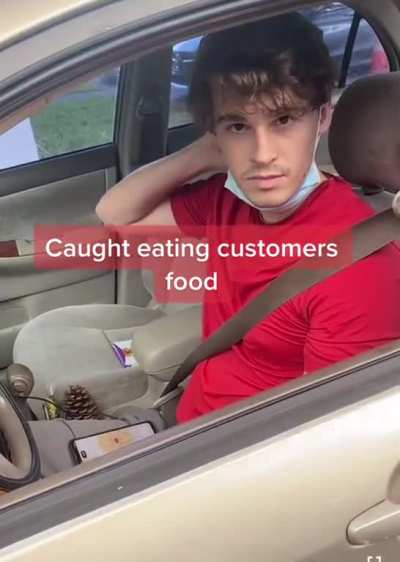 Woman catches her Uber Eats driver eating her food in the parking lot of her apartment complex
