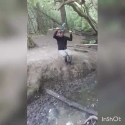 Told him the stick wouldn't hold his weight...
