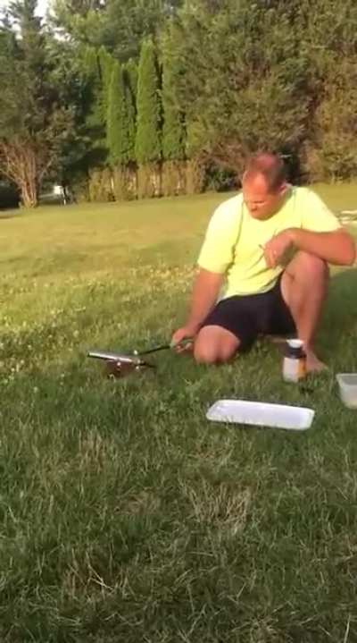 Shooting a small cannon