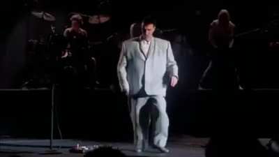 David Byrne of Talking Heads dancing in his oversized suit - from "Stop Making Sense" - 1984