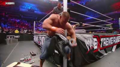 Remember when Cena tied Batista&rsquo;s foot to the ring post to win a Last Man Standing match? 😭