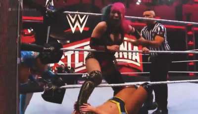 Asuka steps on Alexa&rsquo;s throat choking her out!